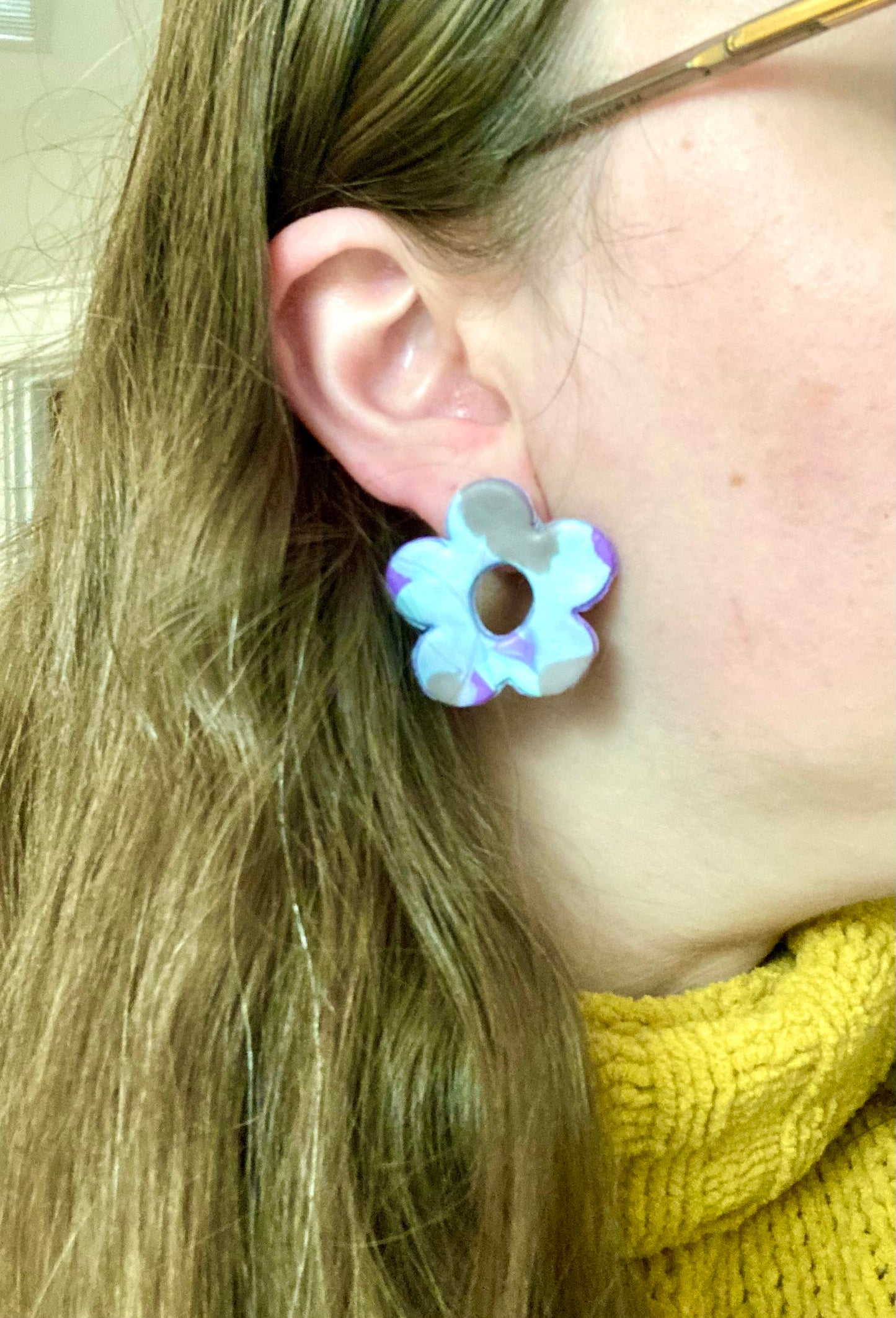 Soft teal flower studs